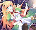  angel_wings apron artoria_pendragon_(all) bad_id bad_pixiv_id blonde_hair boned_meat cactus cd_case earrings fate/stay_night fate/tiger_colosseum fate_(series) floor food frills gloves gradient_hair green_eyes hairband halo headphones jewelry long_hair lying maydream meat multicolored_hair multiple_girls on_back on_floor original pantyhose ribbon saber_lion smile star wings 