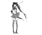  blush greyscale hatsune_miku kneehighs long_hair monochrome school_uniform skirt socks solo thighhighs twintails uki_atsuya very_long_hair vocaloid 