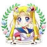  asahi_haru bishoujo_senshi_sailor_moon blonde_hair blue_eyes blue_flower blue_rose blue_sailor_collar character_name choker crescent double_bun earrings eternal_sailor_moon facial_mark flower forehead_mark hair_ornament hairpin heart jewelry long_hair magical_girl pink_flower pink_rose red_choker rose sailor_collar sailor_moon sailor_senshi_uniform smile solo star tsukino_usagi twintails wings 