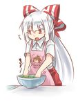 1girl :o apron bowl cooking fujiwara_no_mokou mystia_lorelei solo touhou umarutsufuri 