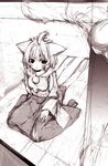  animal_ears inubashiri_momiji long_skirt monochrome purple repair sketch skirt solo touhou wolf_ears 