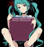  aqua_hair commentary green_eyes hatsune_miku ixy long_hair minesweeper sitting solo spread_legs twintails vocaloid world_is_mine_(vocaloid) 
