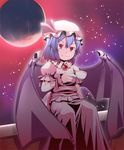  bad_id bad_pixiv_id bat_wings blue_hair brooch cup hat jewelry masuneko moon red_eyes red_moon remilia_scarlet ribbon short_hair solo teacup touhou wings wrist_cuffs 