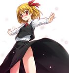  blonde_hair blush hair_ribbon kusakami_akira necktie outstretched_arms red_eyes ribbon rumia short_hair solo spread_arms touhou 