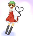  animal_ears brown_hair cat_ears cat_tail chen earrings hat heart heart_tail jewelry lowres metaru_maccha multiple_tails red_eyes short_hair solo tail touhou 