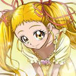  blonde_hair casual dress eyelashes flat_chest haruyama_kazunori kasugano_urara_(yes!_precure_5) lowres precure smile twintails yellow yellow_background yellow_dress yellow_eyes yes!_precure_5 