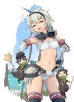  1girl belt bra breasts cameltoe cat fang gloves hairband horn imazon kirin_(armor) lingerie medium_breasts melynx monster_hunter navel panties thighhighs underwear 