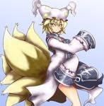  animal_ears bad_id bad_pixiv_id blonde_hair fox_tail hat koko_(indyco) long_sleeves pillow_hat short_hair solo tail tassel touhou wide_sleeves yakumo_ran 