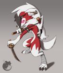  armband canine clockworkshrew kitana lycanroc mammal melee_weapon midnight_lycanroc nintendo pok&eacute;mon pok&eacute;mon_(species) scabbard spikes sword video_games weapon 