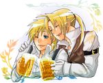  alcohol alphonse_heiderich bad_id bad_pixiv_id beer blonde_hair blue_eyes conqueror_of_shambala edward_elric fullmetal_alchemist multiple_boys 