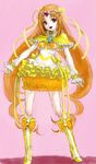  :d bad_id bad_pixiv_id boots bow bubble_skirt choker circlet cure_muse_(yellow) frills hair_bow heart knee_boots long_hair magical_girl open_mouth orange_hair pon precure red_eyes shirabe_ako skirt smile solo suite_precure very_long_hair yellow_bow yellow_choker 