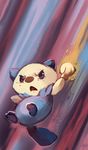  action angry aura bad_deviantart_id bad_id blue_skin commentary creature full_body gen_5_pokemon glitchedpuppet highres holding no_humans oshawott pokemon pokemon_(creature) shell signature solo 