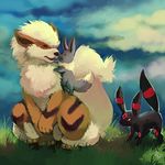  alternate_color arcanine bad_deviantart_id bad_id blue_sky closed_eyes cloud creature eevee friends full_body gen_1_pokemon gen_2_pokemon glitchedpuppet grass happy highres huge_filesize no_humans not_shiny_pokemon outdoors pokemon pokemon_(creature) shiny_pokemon sky smile umbreon 