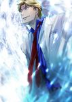 bad_id bad_pixiv_id blonde_hair blue_hair darker_than_black formal glowing kaedeaoi male_focus necktie november_11 solo suit 