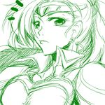  1girl armor breasts green long_hair mary_argent monochrome tales_of_(series) tales_of_destiny 