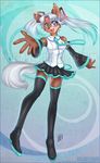  canine cosplay dog female forehead_gem miya necktie neolucky pigtails skimike skirt solo stockings vocaloid 
