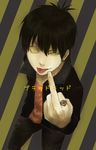  black_hair blood_lad middle_finger slit_pupils slitted_pupils staz tongue tongue_out vlad_charlie_staz yellow_eyes 