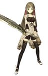  3d artist_request atelier_(series) atelier_ayesha black_eyes black_hair cel_shading cropped_jacket game_model huge_weapon linca_(atelier) long_hair official_art solo sword weapon white_background 