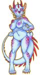 &hearts; belly blue blue_skin breasts chubby claws collar dragon ear_piercing emberhart female horn invalid_tag nipple_piercing nipples nude piercing red_eyes scalie selena_emberhart solo spikes voluptuous 