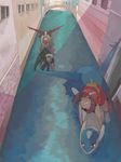  1girl flying gen_3_pokemon haruka_(pokemon) latias latios mata_tabi pokemon pokemon_(creature) pokemon_(game) pokemon_emerald pokemon_rse riding tegaki water yuuki_(pokemon) 