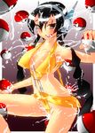  black_hair breasts bukkake cum cum_in_mouth cum_on_body cum_on_breasts cum_on_clothes cum_on_hair cum_on_lower_body cum_on_upper_body facial gym_leader highres kamitsure_(pokemon) kouchi_(kouichi-129) large_breasts poke_ball pokeball pokemon pokemon_(game) pokemon_bw2 swimsuit 