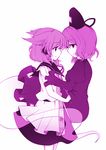  monochrome multiple_girls purple short_hair simple_background smile soga_no_tojiko tama_(soon32281) touhou toyosatomimi_no_miko white_background 