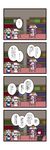  4koma bat_wings braid chibi closed_eyes comic dora_ita grey_hair hat head_wings highres izayoi_sakuya koakuma lavender_hair long_hair maid_headdress multiple_girls patchouli_knowledge purple_hair red_hair remilia_scarlet short_hair sitting sweatdrop table touhou translated twin_braids wings 