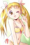  amraam120c bikini blonde_hair eyelashes kasugano_urara_(yes!_precure_5) long_hair navel one_eye_closed precure swimsuit twintails yellow_eyes yes!_precure_5 