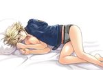  bad_id bad_pixiv_id blonde_hair blue_jacket bomber_jacket briefs edging_briefs fujinari_yuuki grey_briefs ivan_karelin jacket male_focus on_bed pillow purple_eyes solo tiger_&amp;_bunny underwear 