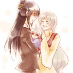  2boys baby black_hair blush carrying child_carry chizu_(tuduru) closed_eyes couple family father_and_son formal happy hetero husband_and_wife iron_maiden_jeanne long_hair mother_and_son multiple_boys red_eyes shaman_king smile spoilers suit tao_men tao_ren white_hair 