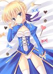  ahoge artoria_pendragon_(all) bad_id bad_pixiv_id bitter_crown blonde_hair blue_eyes breasts candy dress fate/stay_night fate_(series) food lollipop panties saber small_breasts solo underwear wand 