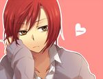  bad_id bad_pixiv_id brown_eyes character_name heart hori-san_to_miyamura-kun male_focus pink_background red_hair sakura_neko school_uniform sengoku_kakeru simple_background sweater 
