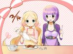  :&lt; :d alternate_hairstyle apron bad_id bad_pixiv_id baking bangs blonde_hair blue_eyes blush bow bowl breasts cattleya_(pokemon) chocolate cleavage cookie_cutter dated elite_four fingers flat_chest food glasses heart highres index_finger_raised long_hair medium_breasts mixing_bowl multiple_girls open_mouth orange_eyes parted_bangs pastry_bag plate pointing pointing_up poke_ball pokemon pokemon_(game) pokemon_bw purple_hair ribbon rimless_eyewear shikimi_(pokemon) short_hair smile twintails valentine very_long_hair yuu_(7862260010) 