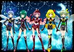  alternate_costume alternate_hair_length alternate_hairstyle antennae arm_up bare_shoulders bird_wings blonde_hair blue_eyes blue_hair boots bow cirno clenched_hand crescent_moon daiyousei dark_cure_(yes!_precure_5) eyelashes fairy_wings fingerless_gloves fingernails gloves green_eyes green_hair hair_bow hair_ribbon hand_on_hip hat high_collar highres knee_boots light_particles long_hair long_sleeves looking_at_viewer ltd_border midriff moon multiple_girls mystia_lorelei navel open_hand pink_eyes pink_hair precure red_eyes ribbon rumia sentai short_hair side_ponytail sky smile star_(sky) starry_sky team_9 touhou vest wings wriggle_nightbug yellow_eyes yes!_precure_5 