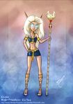  blood bra cute egyptian elf eyes female fit glowing hair of personel polearm skirt slim solo staff tight video_games warcraft world world_of_warcraft young 