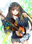  akiyama_mio bass_guitar black_eyes black_hair character_name highres instrument k-on! long_hair school_uniform smile uniform 