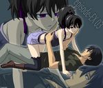  black_hair camisole darker_than_black girl_on_top hei purple_eyes yin 