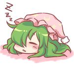  closed_eyes green_hair hat kazami_yuuka kazami_yuuka_(pc-98) lowres mokku sleeping solo touhou touhou_(pc-98) yukkuri_shiteitte_ne 