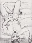  anthro arm_above_head bed black_and_white bulge canine claws crossed_legs hindpaw looking_at_viewer lying male mammal monochrome nipple_piercing nipples on_back paws piercing pillow semiotica solo topless underwear 
