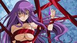  1girl etou_fujiko highres ichiban_ushiro_no_daimaou long_hair naked_ribbon purple_hair ribbon solo wallpaper 