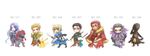  6+boys artoria_pendragon_(all) assassin_(fate/zero) berserker_(fate/zero) caster_(fate/zero) chibi crossover darmanitan fate/zero fate_(series) gen_1_pokemon gen_3_pokemon gen_4_pokemon gen_5_pokemon gilgamesh grenat highres lancer_(fate/zero) lileep lucario multiple_boys pikachu pokemon pokemon_(creature) rider_(fate/zero) roserade saber trait_connection yamask zoroark 