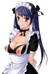  apron breasts choker female frills highres long_hair looking_at_viewer maid maid_apron maid_headdress nippleless_clothes nippleless_clothing nipples original purple_eyes purple_hair red-p smile solo 