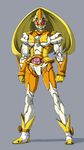  armor belt boots bow cure_peace fusion kamen_rider nekomamire parody precure red_eyes smile_precure! solo wrist_cuffs yellow yellow_bow 