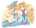  alice_margatroid alternate_eye_color blonde_hair blue_eyes blush capelet flower hair_flower hair_ornament hat kirisame_marisa looking_at_viewer multiple_girls oekaki profile star touhou v_arms witch_hat yuni_(manyutin) 