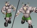  abs anthro biceps big_muscles bovine braces braford brown_eyes bull cattle cgi clothed clothing facial_hair flexing fur goatee half-dressed hooves huge_muscles male mammal muscles nipples pecs pose shorts solo sweatband tattoo topless vein 