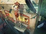  bad_id bad_pixiv_id bird blonde_hair brown_hair climbing_ladder dress feathers flock gap hat highres kyoto ladder maribel_hearn multiple_girls open_mouth plant real_world_location ribbon short_hair tokoroten_(hmmuk) touhou usami_renko vines 