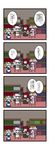  4koma bat_wings black_wings blue_hair book bookshelf braid chibi comic crescent dora_ita grey_hair hat head_wings highres izayoi_sakuya koakuma long_hair maid maid_headdress multiple_girls necktie patchouli_knowledge purple_hair red_hair remilia_scarlet touhou translated twin_braids wings 