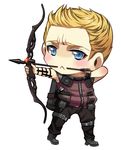  1boy arrow avengers blue_eyes blush bow_(weapon) chibi hawkeye_(marvel) male male_focus marvel mcu quiver solo weapon white_background xkbyzqz 