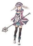  bad_id bad_pixiv_id blue_eyes gloves hat head_wings melia silver_hair simple_background solo staff thighhighs tranceorange white_background xenoblade_(series) xenoblade_1 
