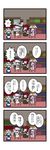  /\/\/\ 4girls 4koma :d bat_wings black_wings blue_hair book bookshelf braid check_translation chibi closed_eyes comic crescent dora_ita flying_sweatdrops grey_hair hand_on_own_face hat head_wings highres izayoi_sakuya knife koakuma long_hair maid maid_headdress multiple_girls necktie open_mouth patchouli_knowledge purple_hair red_hair remilia_scarlet smile surprised touhou translated translation_request twin_braids wings 